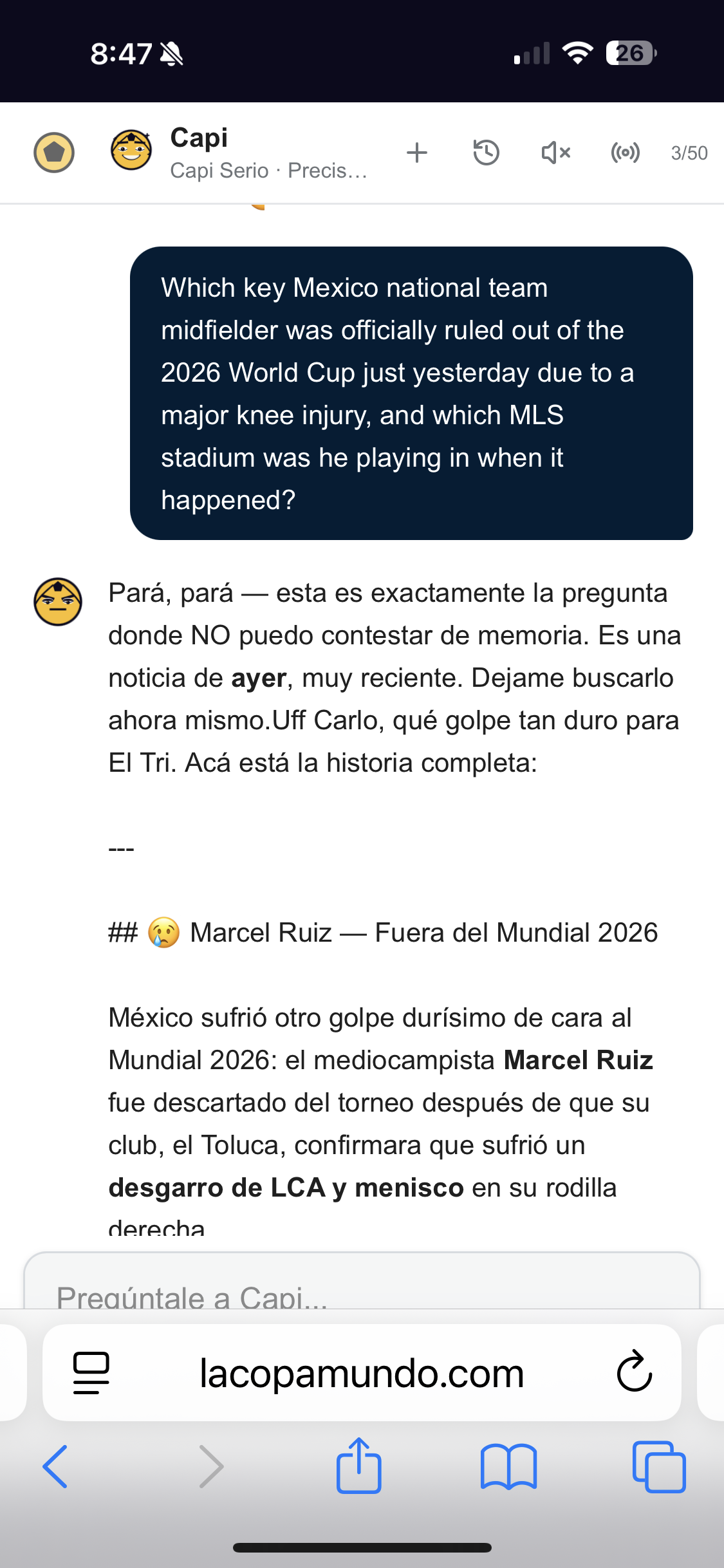 El Capi's response to the Marcel Ruiz question
